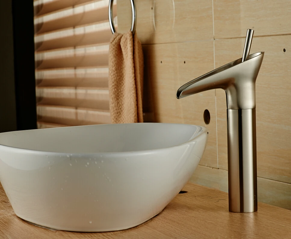 Deck Mounted Waterfall Nickel Brushed Bathroom Basin Faucet Single Handle Mixer
Deck Mounted Waterfall Nickel Brushed Bathroom Basin Faucet Single Handle Mixer