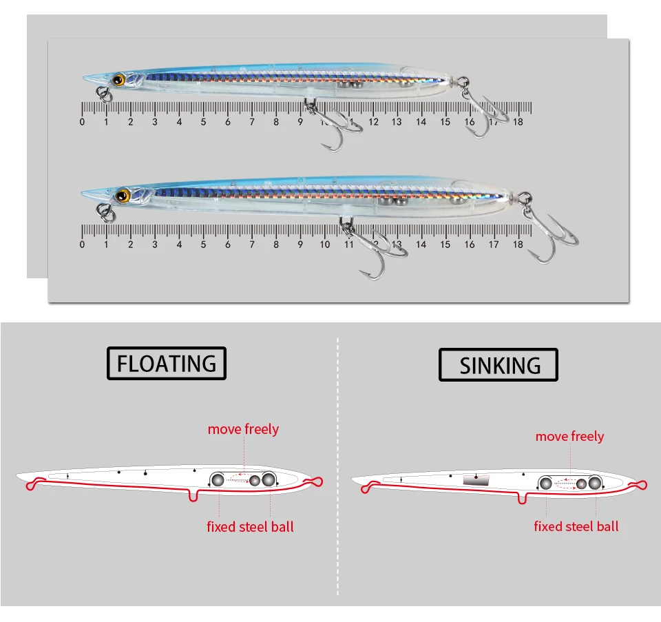 Kingdom Surf Walker Fishing Lures Floating Pencil 155mm 180mm Artificial Bait With VMC Hooks Long Cast Design Hard Lure Model 7506 (4)