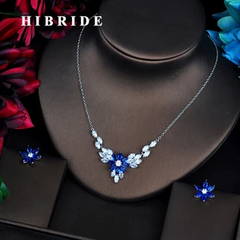 HIBRIDE Elegant Blue Flower Clear AAA Cubic Zircon Women Bridal Jewelry Sets Wedding Necklace Accessories Bijoux N-529
HIBRIDE Elegant Blue Flower Clear AAA Cubic Zircon Women Bridal Jewelry Sets Wedding Necklace Accessories Bijoux N-529