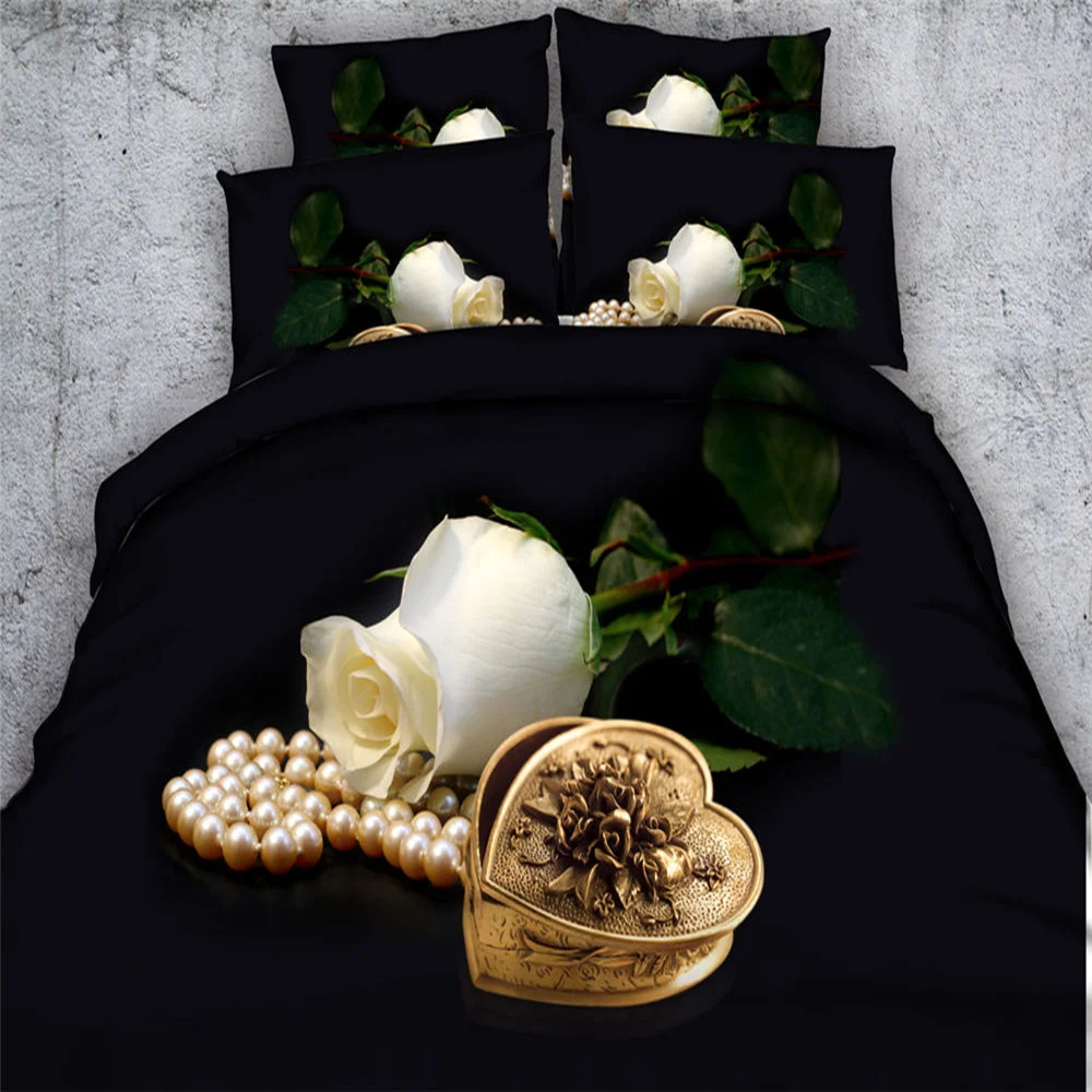 Black 3D Printing Duvet Cover White Rose Bedding Sets Adult/Girls 3/4 Pieces 500TC Full Queen Super King Luxury Wedding Beddings
Black 3D Printing Duvet Cover White Rose Bedding Sets Adult/Girls 3/4 Pieces 500TC Full Queen Super King Luxury Wedding Beddings