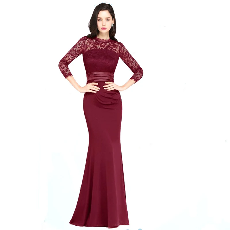 Luxury Claret Lace O Neck Formal Gown Long Mermaid Sexy Ladies Luxury Evening Party Dresses Long Dress For Wedding Party 2019
Luxury Claret Lace O Neck Formal Gown Long Mermaid Sexy Ladies Luxury Evening Party Dresses Long Dress For Wedding Party 2019