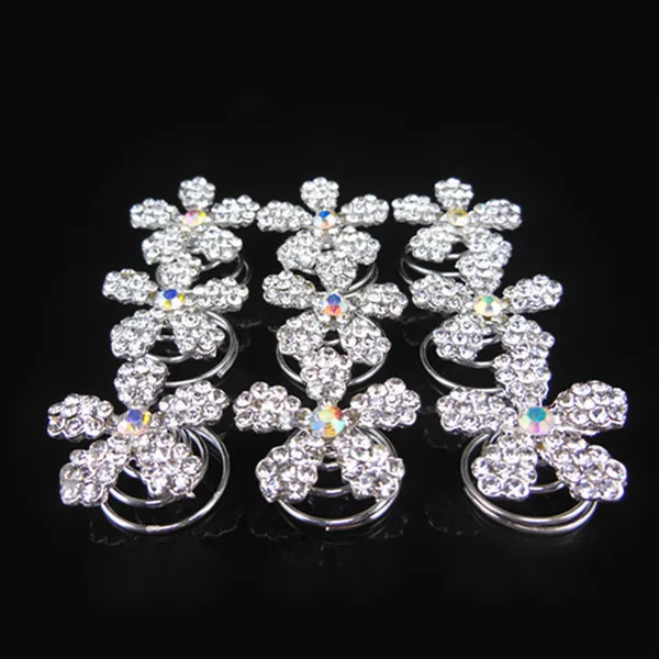 

120 Pcs Snowflake Wedding Prom Bridal Clean Crystal Rhinestone Twists Spins Hair Pins Woman Girls Fashion Hair Accessories