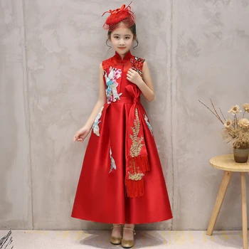Chinese Style Children Girls Cheongsam Emboridery Kids Girl Costume Luxury Vintage Red Dresses Banquet Party Vestido S303
Chinese Style Children Girls Cheongsam Emboridery Kids Girl Costume Luxury Vintage Red Dresses Banquet Party Vestido S303