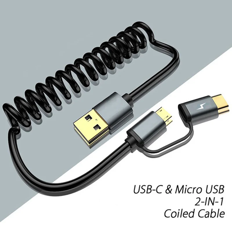 2 In 1 USB Cable Spring Coiled Micro USB Type C Cable 5V 2.4A Fast Charging Multi USB Charger Cable for Xiaomi Mi 9 8 Pro Max 2
2 In 1 USB Cable Spring Coiled Micro USB Type C Cable 5V 2.4A Fast Charging Multi USB Charger Cable for Xiaomi Mi 9 8 Pro Max 2