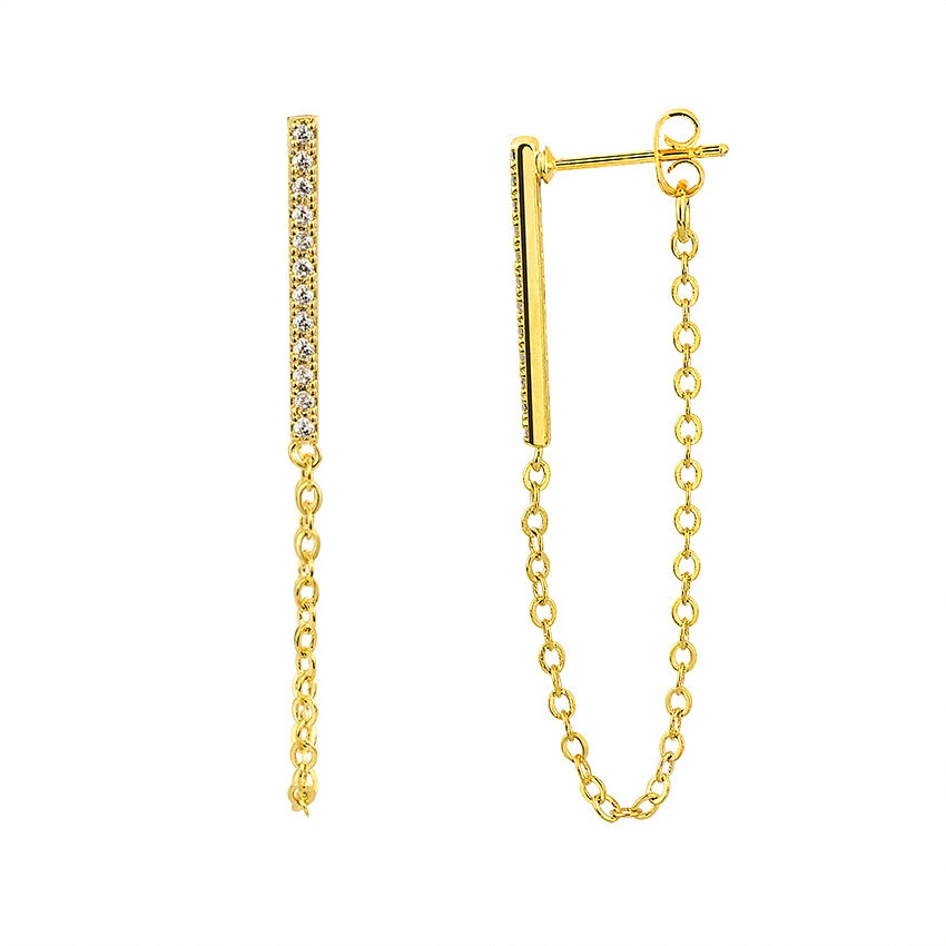 Crystal Long Bar Drop Earrings Fashion Jewelry CZ Gold Color Chain Earrings For Women Gifts Simple Boucle D'oreille Femme 2018
Crystal Long Bar Drop Earrings Fashion Jewelry CZ Gold Color Chain Earrings For Women Gifts Simple Boucle D'oreille Femme 2018