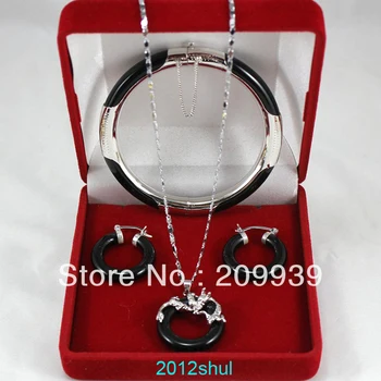 huij 001758 genuine Natural black jade silver dragon pendant earrings bracelet set
huij 001758 genuine Natural black jade silver dragon pendant earrings bracelet set