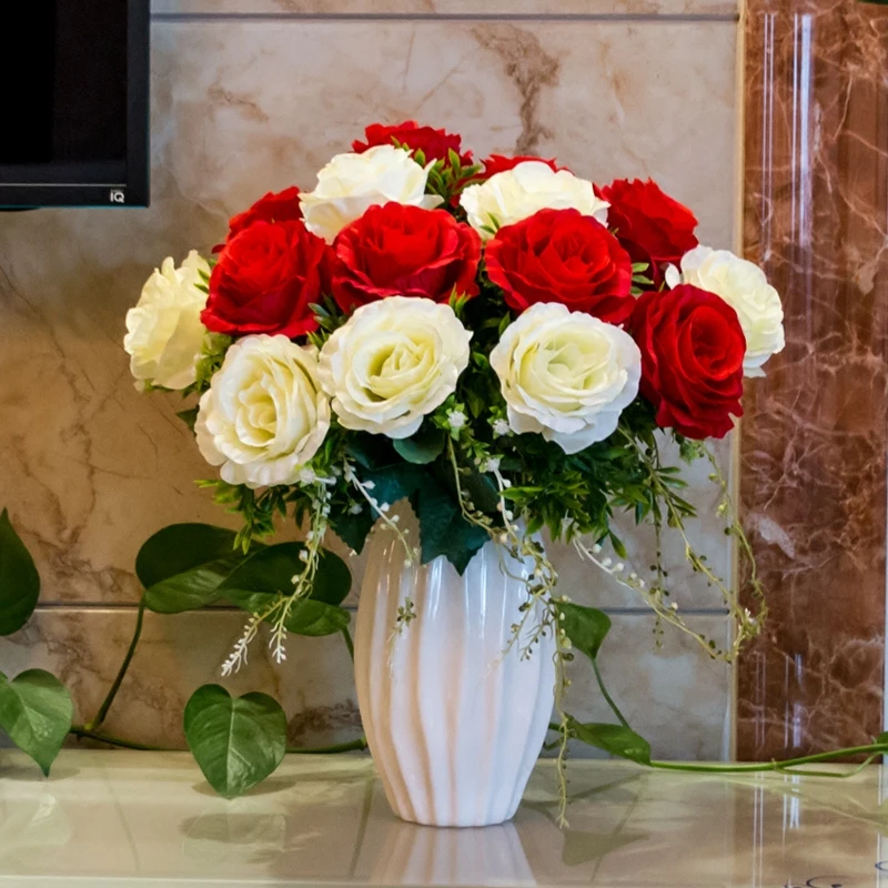 European Ceramic Vase+Artificial Flower Set Decor Home Silk Rose Fake Flower Pot Ornament Livingroom Furnishing Craft Decoration
European Ceramic Vase+Artificial Flower Set Decor Home Silk Rose Fake Flower Pot Ornament Livingroom Furnishing Craft Decoration