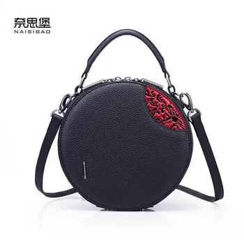 

NAISIBAO New Genuine Leather handbags top Cowhide women leather bag tassel Fashion embossing real leather tote women Round bag