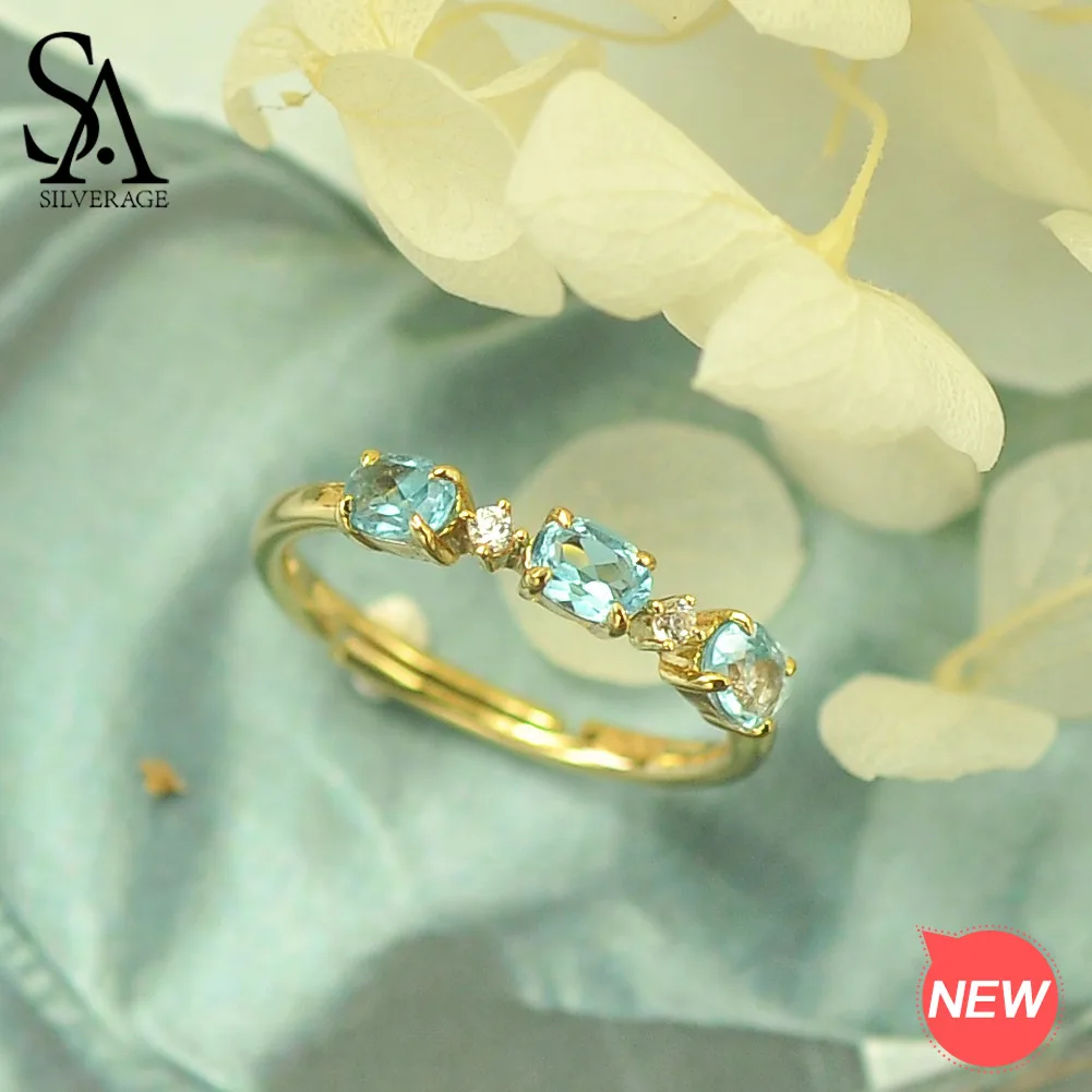 SA SILVERAGE Authentic 925 Sterling Silver Blue Topaz Wedding Rings for Woman 9K Yellow Gold Plated Silver AAA Zirconia Rings 
SA SILVERAGE Authentic 925 Sterling Silver Blue Topaz Wedding Rings for Woman 9K Yellow Gold Plated Silver AAA Zirconia Rings