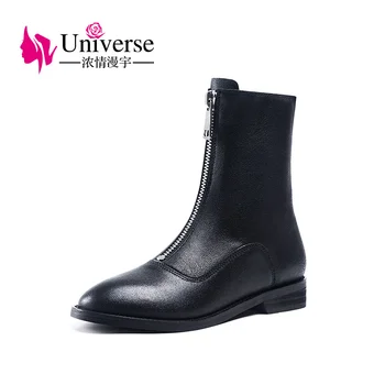 Fashion Sheepskin Mid-calf Boots Genuine Leather Zip Winter Universe Solid Black Wine-red 3cm Med Heel Winter Boots Women H361
Fashion Sheepskin Mid-calf Boots Genuine Leather Zip Winter Universe Solid Black Wine-red 3cm Med Heel Winter Boots Women H361