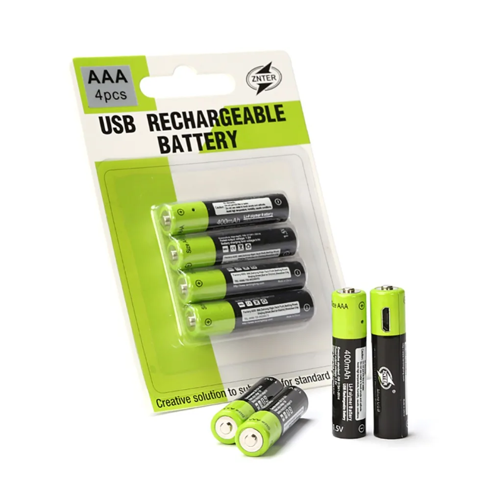 4pcs/lot AA li-polymer Rechargeable Battery with USB Charging Cable ZNTER 1.5V 400MAH Rechargeable Lithium Battery Charger Sets
4pcs/lot AA li-polymer Rechargeable Battery with USB Charging Cable ZNTER 1.5V 400MAH Rechargeable Lithium Battery Charger Sets