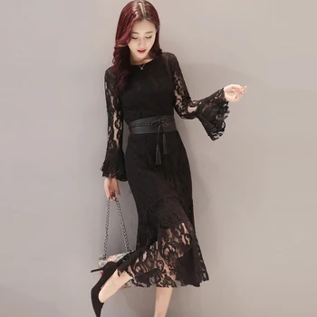 Fashion Women Flare Sleeve Slim Lace Dress Sexy Lace Party Dresses 2018 Autumn Winter Slim Middle-long Trumpet Dress LJ2033
Fashion Women Flare Sleeve Slim Lace Dress Sexy Lace Party Dresses 2018 Autumn Winter Slim Middle-long Trumpet Dress LJ2033