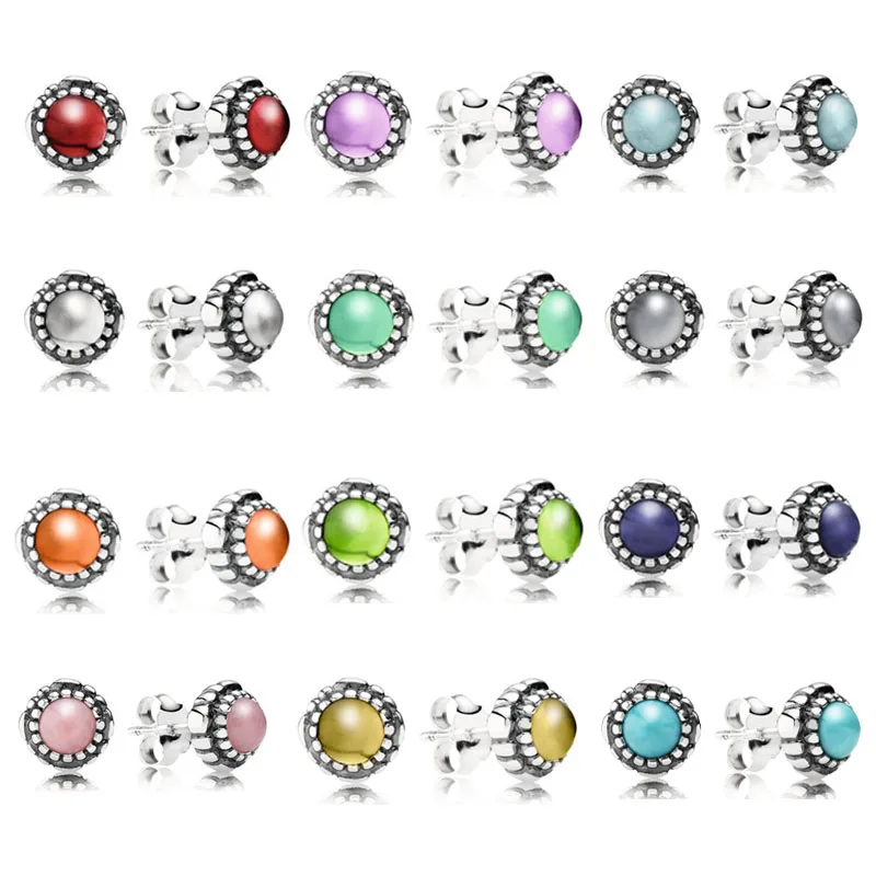 925 Sterling Silver Pans Earrings For Women 12 Colors Earring Studs Twelve Months Birthstone Original European Jewelry Gift
925 Sterling Silver Pans Earrings For Women 12 Colors Earring Studs Twelve Months Birthstone Original European Jewelry Gift