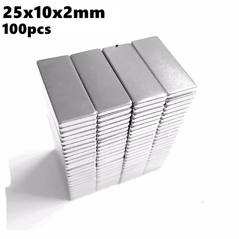 Powerful Magentic Bar Magnet 25x10x2mm N35 Rare Earth NdFeB 100pcs 25x10x2 Strong Block Permanent Neodymium Magnets
Powerful Magentic Bar Magnet 25x10x2mm N35 Rare Earth NdFeB 100pcs 25x10x2 Strong Block Permanent Neodymium Magnets