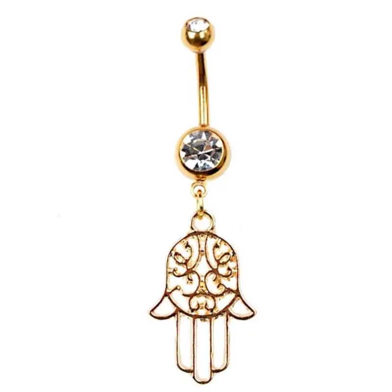 Shellhard Sexy Dangle Belly Bars Belly Button Rings Fashion Surgical Steel Rhinestone Body Jewelry Navel Piercing Rings