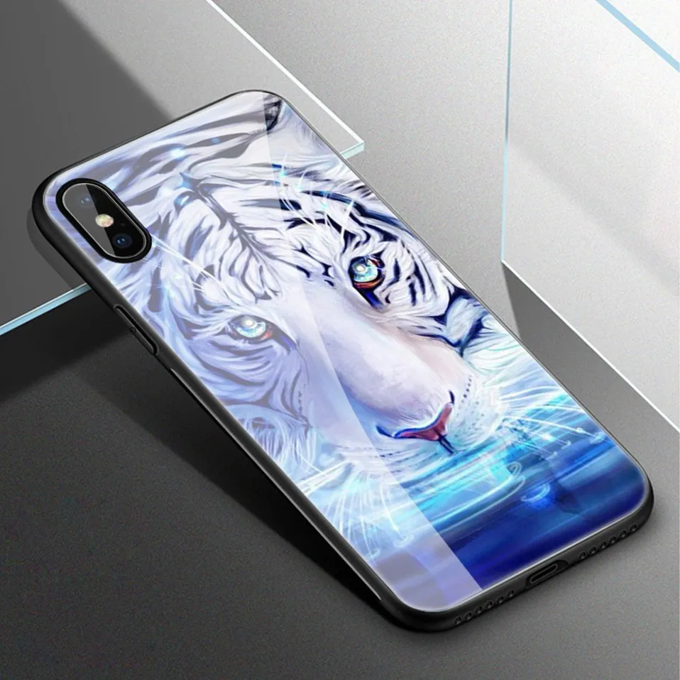 Luxury Tempered Glass Case For iPhone XS Max XR X Coque iPhone8 Silicone Pattern iPhonexs Phone Case For iPhone XS 6 6S 7 8 Plus (12)