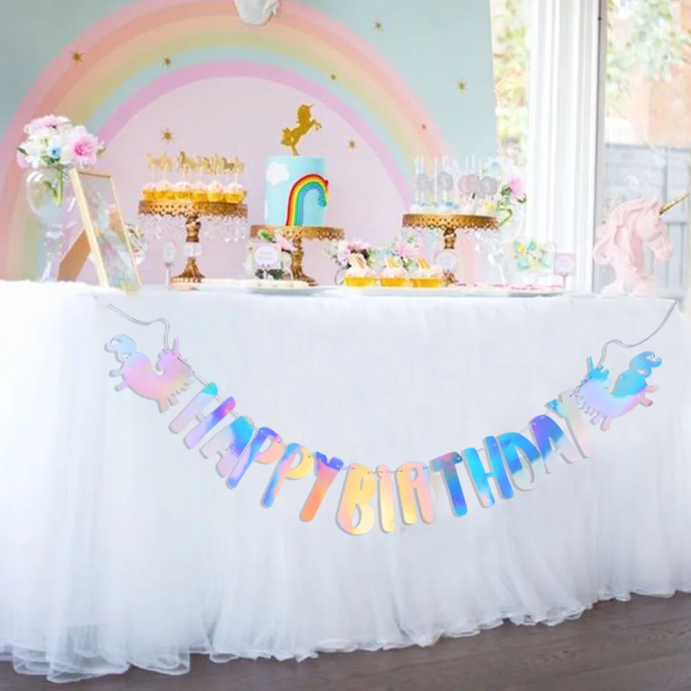 Princess Iridescent Unicorn Happy Birthday Banner Rainbow 1st Baby Garland Party Supplies Photo Wall Girl Kids Decor
Princess Iridescent Unicorn Happy Birthday Banner Rainbow 1st Baby Garland Party Supplies Photo Wall Girl Kids Decor