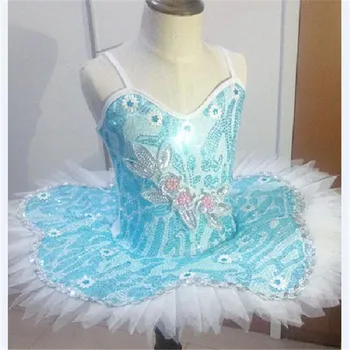 

Professional Sky Blue Swan Lake Ballet Tutu Costume Girls Children Ballerina Dress Paillette Ballet Dancewear Gymnastics Leotard