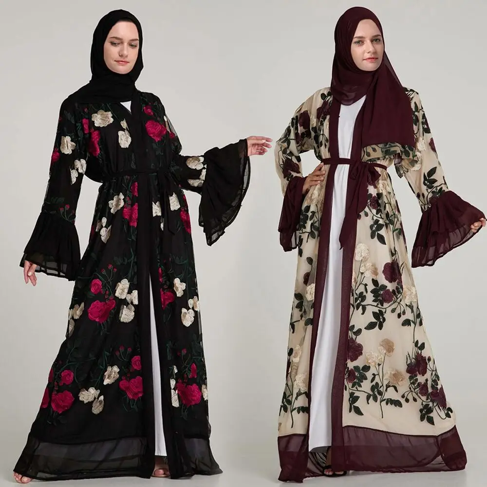2019 New EID ramadan dubai muslim women long sleeve islamic open abaya floral Flared sleeve embroideried abaya
2019 New EID ramadan dubai muslim women long sleeve islamic open abaya floral Flared sleeve embroideried abaya