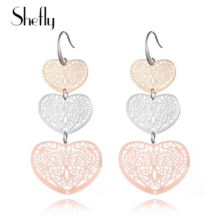 Bohemia Long Earrings For Women Fashion 3 Heart Statement Dangle Earrings Ethnic Jewelry Brincos Pendientes bijoux femme
Bohemia Long Earrings For Women Fashion 3 Heart Statement Dangle Earrings Ethnic Jewelry Brincos Pendientes bijoux femme
