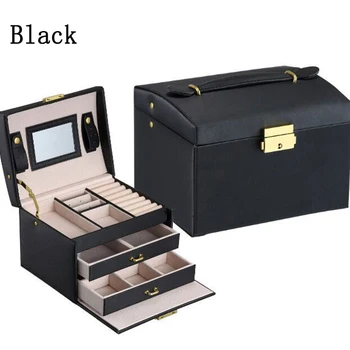 High Quality PU Leather Three layer double drawer jewelry box Jewelry Display Gift Box Jewelry Storage Black
High Quality PU Leather Three layer double drawer jewelry box Jewelry Display Gift Box Jewelry Storage Black