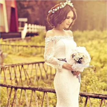 Lace Mermaid Wedding Dresses With Long Sleeve 2019 White Strapless With Court Train Bridal Gowns vestido de noiva
Lace Mermaid Wedding Dresses With Long Sleeve 2019 White Strapless With Court Train Bridal Gowns vestido de noiva