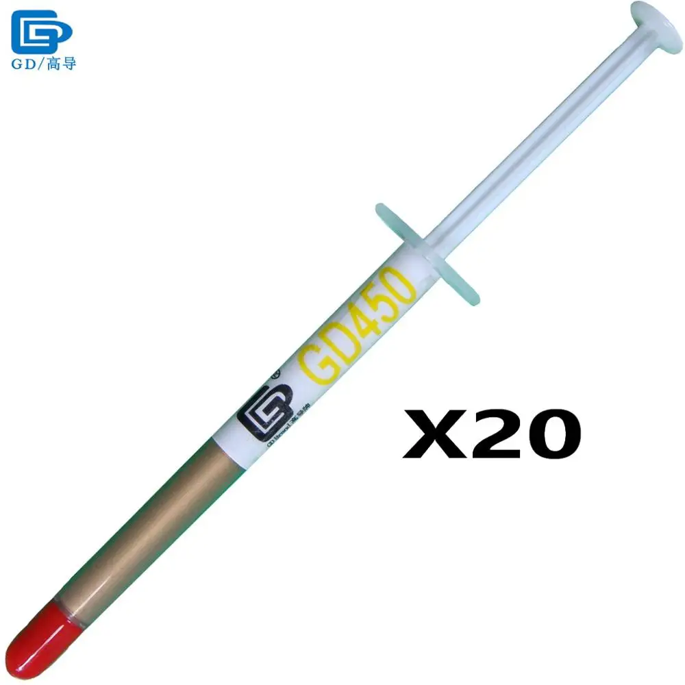 GD450 Thermal Conductive Grease Paste Silicone Plaster Heat Sink Compound 20 Pieces Net Weight 1 Gram Golden For LED GPU CPU SY1
GD450 Thermal Conductive Grease Paste Silicone Plaster Heat Sink Compound 20 Pieces Net Weight 1 Gram Golden For LED GPU CPU SY1