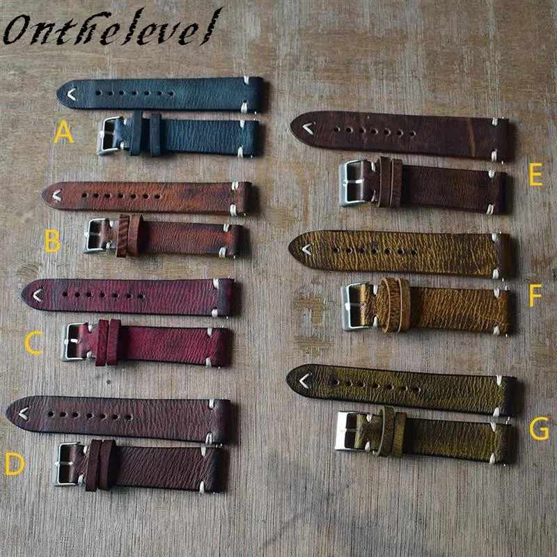 K18/20/ 22/24mm Genuine Leather Watchband Handmade Vintage Stitching Design Wrist Wristband Calfskin Strap Metal Buckle 7 Colors
K18/20/ 22/24mm Genuine Leather Watchband Handmade Vintage Stitching Design Wrist Wristband Calfskin Strap Metal Buckle 7 Colors