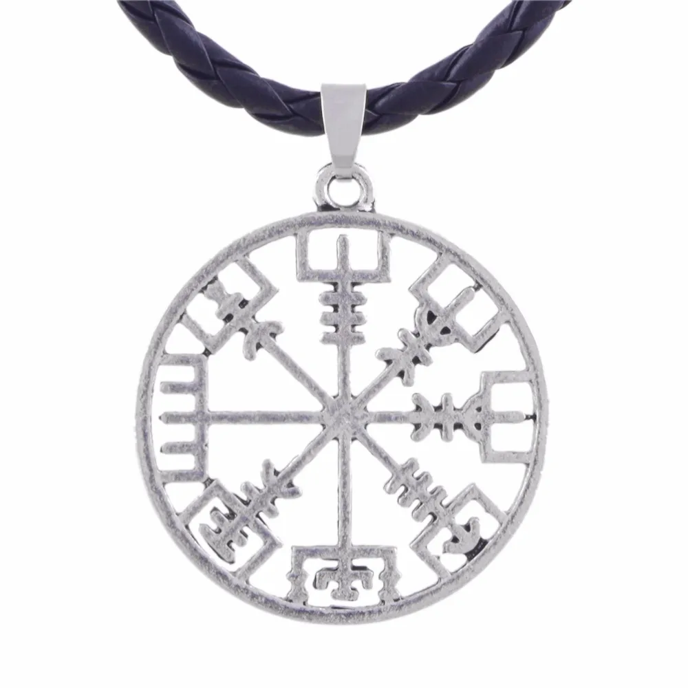 Фото 1 шт. Прямая поставка Vegvisir выдолбленный компас Odin символ Runic Веревка Цепь талисман