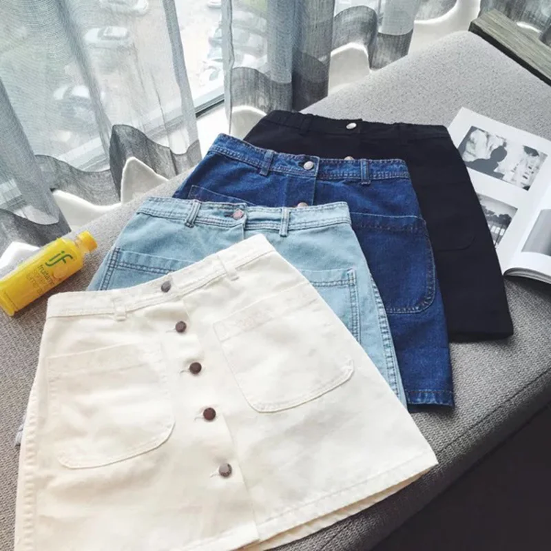 2019 summer Womens ladies A-line Jeans short Skirt Button High Waist Denim pockets Skirt harajuku high quality jean
2019 summer Womens ladies A-line Jeans short Skirt Button High Waist Denim pockets Skirt harajuku high quality jean