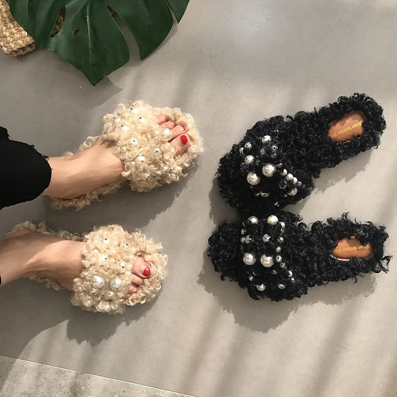 2018 women fashion trend pearl with sheep fur slippers female sloth drag fluffy velvet out door slipper shoes
2018 women fashion trend pearl with sheep fur slippers female sloth drag fluffy velvet out door slipper shoes