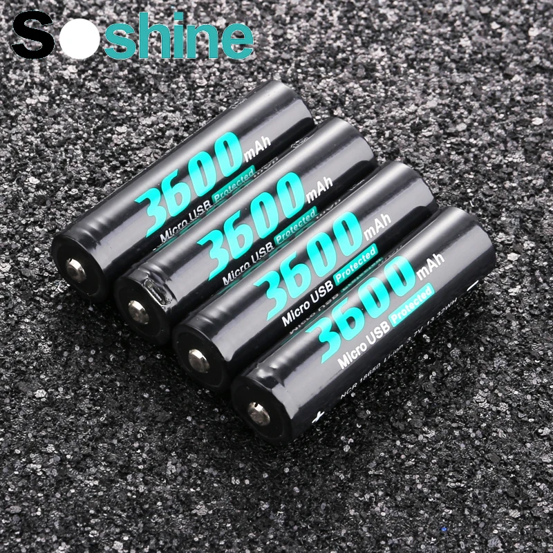 Soshine 3600mAh Li-ion 18650 Protected USB rechargeable Battery with Built-In Micro USB Port DC-Charging Intelligent Cell
Soshine 3600mAh Li-ion 18650 Protected USB rechargeable Battery with Built-In Micro USB Port DC-Charging Intelligent Cell