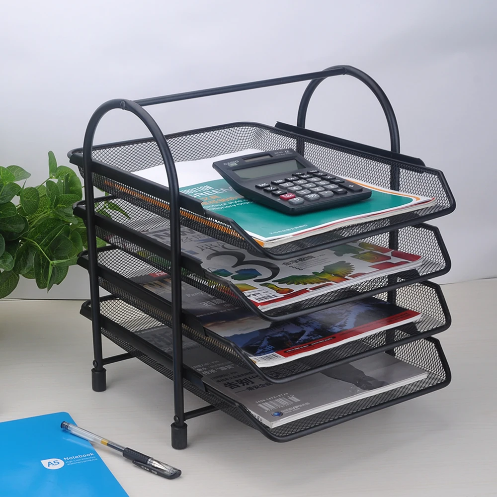 4-Tier Holder Shelf File Document Letter Paper Tray Sorter Collection Office Desktop OrganizerMetal Mesh Black
4-Tier Holder Shelf File Document Letter Paper Tray Sorter Collection Office Desktop OrganizerMetal Mesh Black