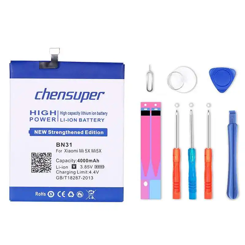 100% Original chensuper 4000mAh BN31 Battery for Original Xiaomi Mi5X Mi 5X Redmi Note 5A Battery 5A Pro Mi A1 / Y1 Lite
100% Original chensuper 4000mAh BN31 Battery for Original Xiaomi Mi5X Mi 5X Redmi Note 5A Battery 5A Pro Mi A1 / Y1 Lite