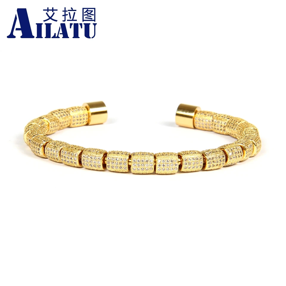 Ailatu Luxury Jewelry Wholesale 10pcs/lot New Full Clear Cz Spacer Beads Stainless Steel Bangles for Men and Women's Gift
Ailatu Luxury Jewelry Wholesale 10pcs/lot New Full Clear Cz Spacer Beads Stainless Steel Bangles for Men and Women's Gift