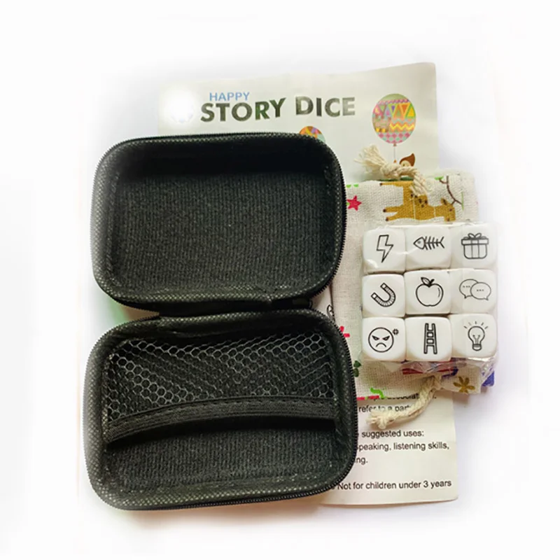 Rectangle Story Dice Storage Bag Mobile Phone Data Cable Charger Zipper Bag Storage Box Telling Story with Story Dice Bag Set
Rectangle Story Dice Storage Bag Mobile Phone Data Cable Charger Zipper Bag Storage Box Telling Story with Story Dice Bag Set