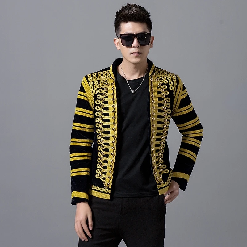 Male Black Gold Court Dress Jacket Blazers Nightclub Bar Singer Costume Men Wedding Groom Host Stage Wear Slim Coat 2020 Autumn
Male Black Gold Court Dress Jacket Blazers Nightclub Bar Singer Costume Men Wedding Groom Host Stage Wear Slim Coat 2020 Autumn
