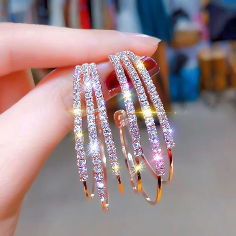 Women Jewelry Multilayer Round Earrings Shining Gold Silver Color Rhinestone Earrings For Wedding Party
Women Jewelry Multilayer Round Earrings Shining Gold Silver Color Rhinestone Earrings For Wedding Party