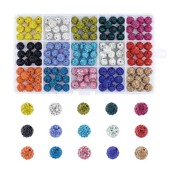 1 Box Mixed 15 Color 10mm Pave Disco Ball Beads Round Polymer Clay Rhinestone Beads for Jewelry Making Hole: 1.5mm; about 150pcs
1 Box Mixed 15 Color 10mm Pave Disco Ball Beads Round Polymer Clay Rhinestone Beads for Jewelry Making Hole: 1.5mm; about 150pcs