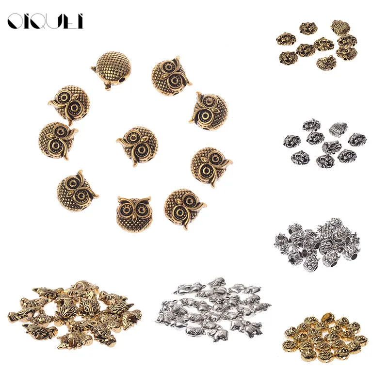 OIQUEI 10Pcs/Lots Alloy Animal Owl Lion Head Elephant Beads Gold Sliver Spacer Beads Charms DIY For Bracelets Jewelry Making
OIQUEI 10Pcs/Lots Alloy Animal Owl Lion Head Elephant Beads Gold Sliver Spacer Beads Charms DIY For Bracelets Jewelry Making