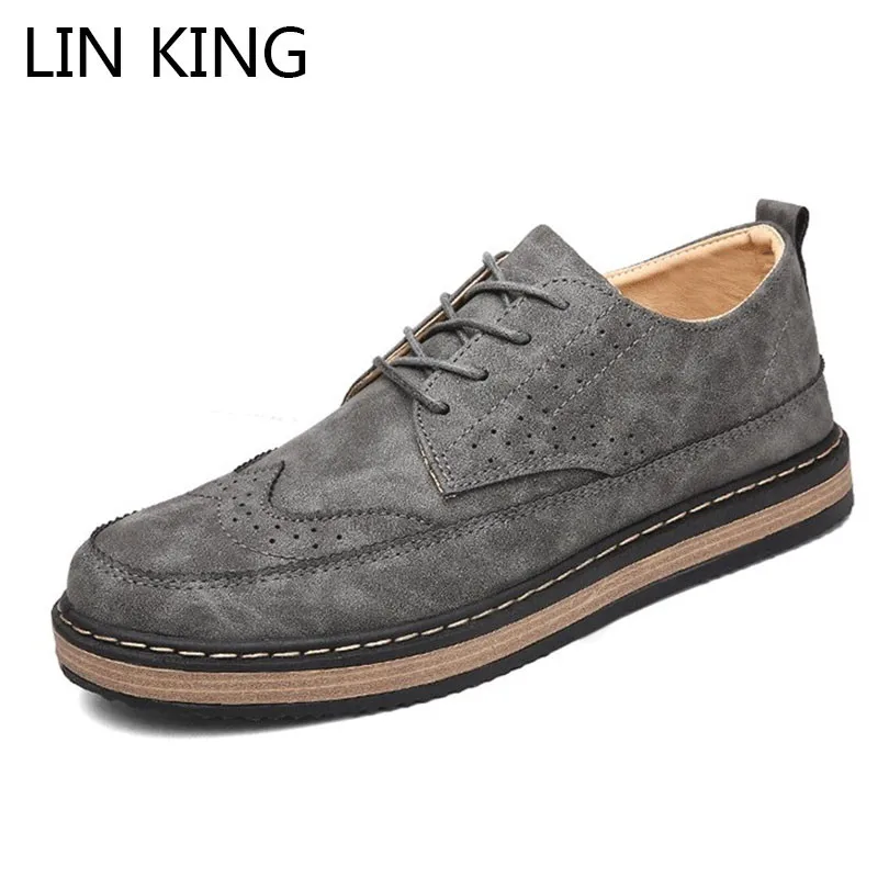 LIN KING Fashion Pu Leather Casual Shoes For Men Retro Solid Brogue Shoes Spring Autumn Lace Up Shallow Flats Shoes For Male
LIN KING Fashion Pu Leather Casual Shoes For Men Retro Solid Brogue Shoes Spring Autumn Lace Up Shallow Flats Shoes For Male