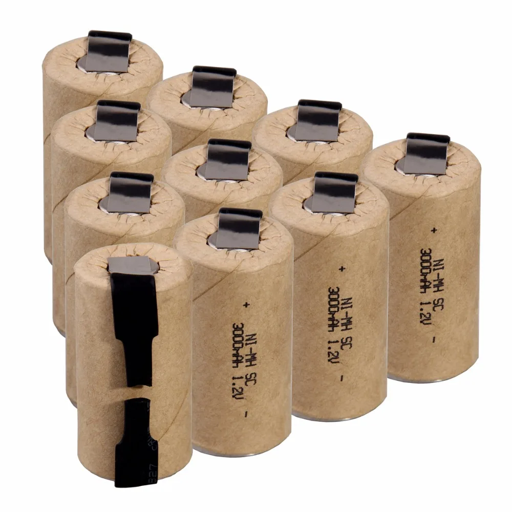 10 шт. SC 3000mah 1 2 v аккумулятор NIMH аккумуляторные батареи для электрических отверток
