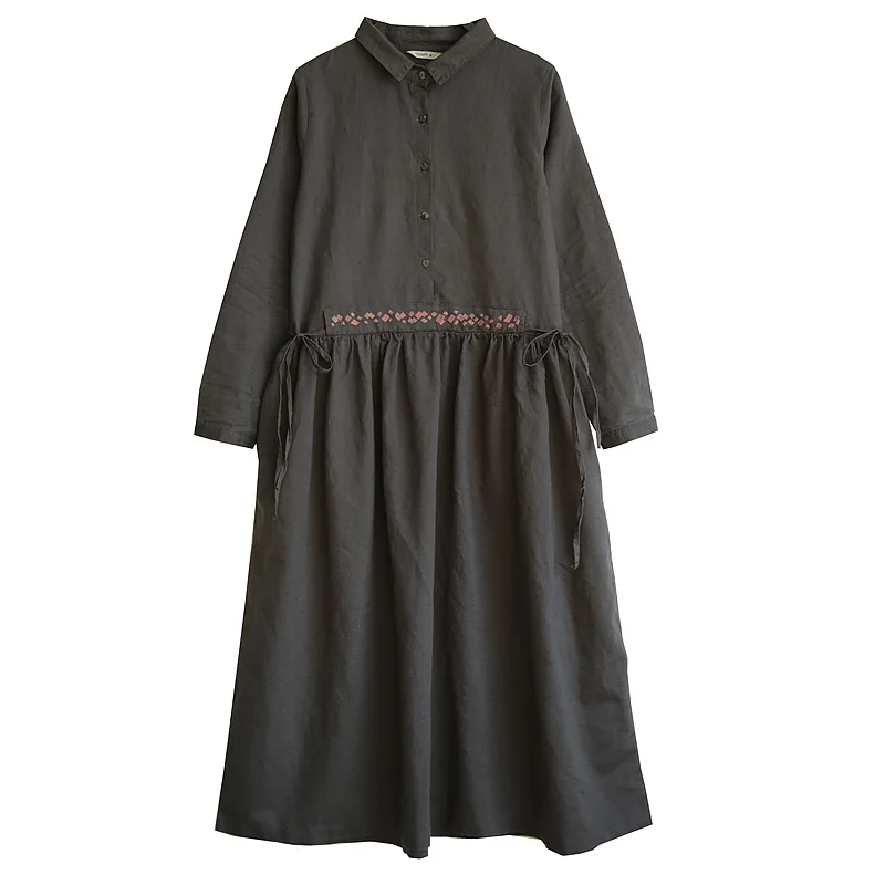 Women Solid Color Dress 2019 Spring Autumn Cotton Linen Embroidery Long-sleeved Vintage Dress Loose Robe Women YoYiKamomo
Women Solid Color Dress 2019 Spring Autumn Cotton Linen Embroidery Long-sleeved Vintage Dress Loose Robe Women YoYiKamomo