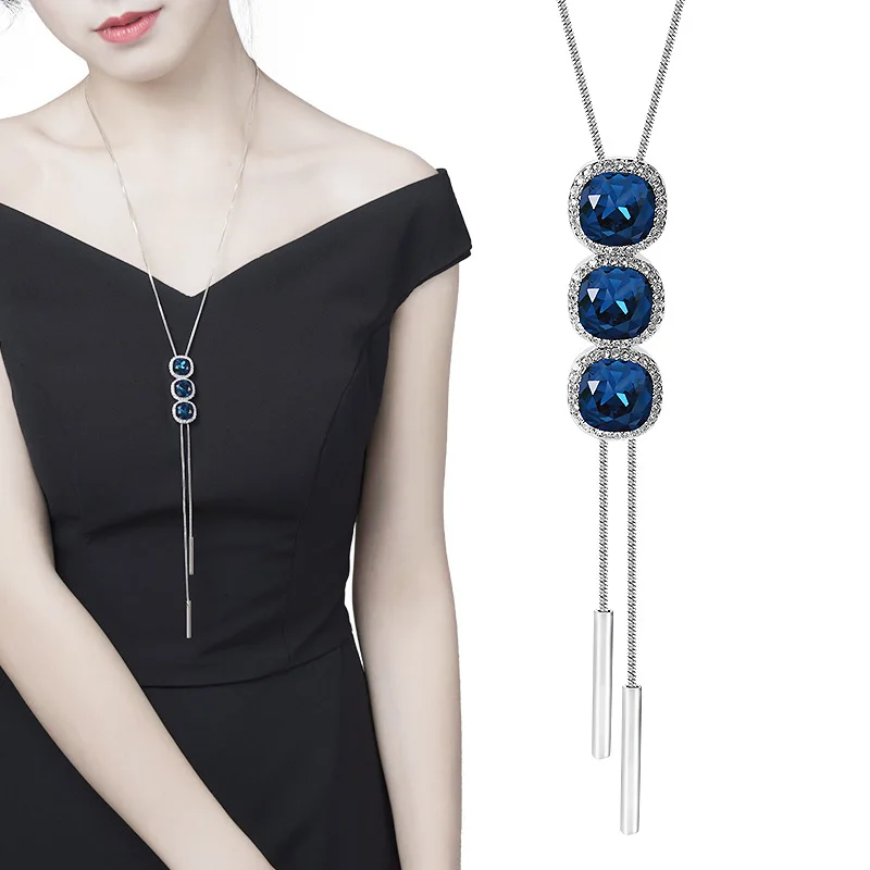 DuoTang Trendy Blue Crystal Pendant Necklace Geometric Silver Color Long Chains Necklace For Women Gift Rhinestone Jewelry
DuoTang Trendy Blue Crystal Pendant Necklace Geometric Silver Color Long Chains Necklace For Women Gift Rhinestone Jewelry