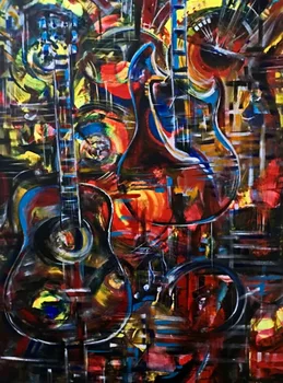Modern handmade abstract painting guitar on oil canvas for living room decor and wallpaper
Modern handmade abstract painting guitar on oil canvas for living room decor and wallpaper