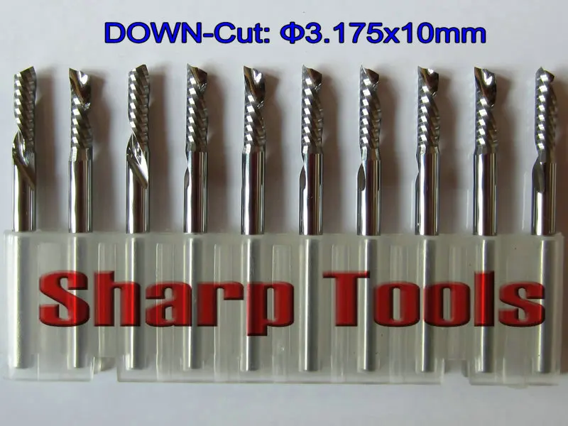New 3.175x10mm One Flute DOWN Cutters, Left Helical Carbide Milling Tool Bits for Cutting Grooving Wood, Plastic Board, PVC
New 3.175x10mm One Flute DOWN Cutters, Left Helical Carbide Milling Tool Bits for Cutting Grooving Wood, Plastic Board, PVC