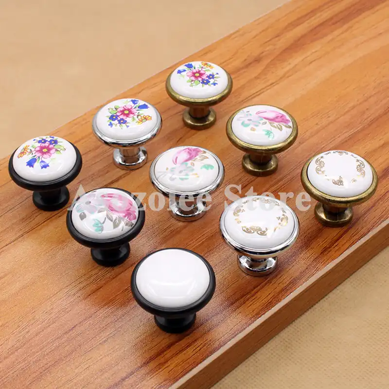 Kitchen Cabinet Pulls Drawer Knobs Wardrobe Door Porcelain Handles