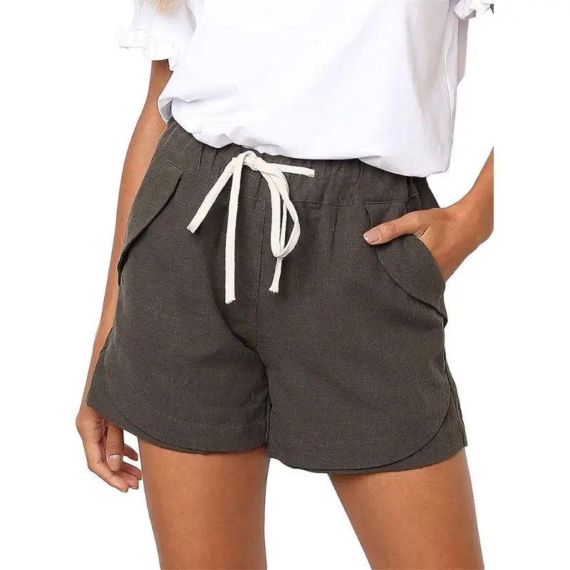 Womens Summer Drawstring Mid Rise Cotton Linen Shorts Elastic Waist Casual Solid Color Beach Pants Loose Trousers With Pockets
Womens Summer Drawstring Mid Rise Cotton Linen Shorts Elastic Waist Casual Solid Color Beach Pants Loose Trousers With Pockets