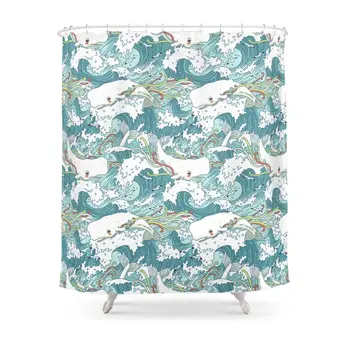Whales And Waves Pattern Shower Curtain Set Waterproof Polyester Fabric Bath Curtain For Bathroom With Non-slip Floor Mat
Whales And Waves Pattern Shower Curtain Set Waterproof Polyester Fabric Bath Curtain For Bathroom With Non-slip Floor Mat