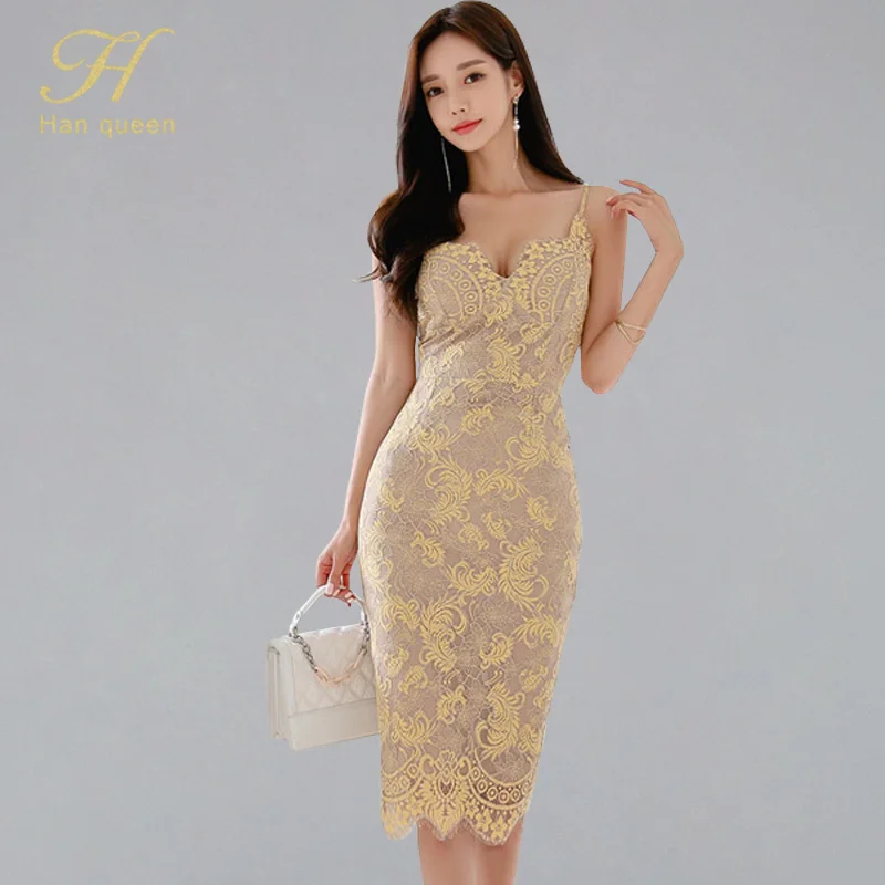 H Han Queen Halter Strapless 2019 Summer OL Lace Pencil Dress New Fashion Sexy V Collar Sleeveless Vintage Club Party Dresses
H Han Queen Halter Strapless 2019 Summer OL Lace Pencil Dress New Fashion Sexy V Collar Sleeveless Vintage Club Party Dresses